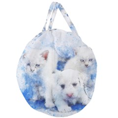 Dog Cats Pet Art Abstract Giant Round Zipper Tote