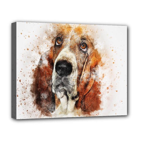 Dog Basset Pet Art Abstract Deluxe Canvas 20  X 16   by Celenk