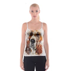 Dog Basset Pet Art Abstract Spaghetti Strap Top by Celenk