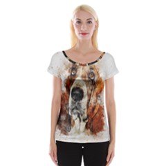 Dog Basset Pet Art Abstract Cap Sleeve Tops by Celenk