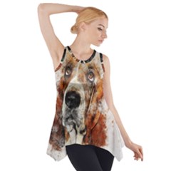 Dog Basset Pet Art Abstract Side Drop Tank Tunic by Celenk