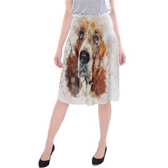 Dog Basset Pet Art Abstract Midi Beach Skirt by Celenk