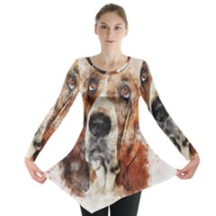 Dog Basset Pet Art Abstract Long Sleeve Tunic  by Celenk