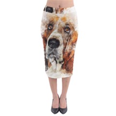 Dog Basset Pet Art Abstract Midi Pencil Skirt by Celenk