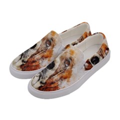 Dog Basset Pet Art Abstract Women s Canvas Slip Ons