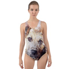 Dog Animal Pet Art Abstract Cut-out Back One Piece Swimsuit