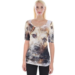 Dog Animal Pet Art Abstract Wide Neckline Tee