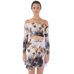 Dog Animal Pet Art Abstract Off Shoulder Top With Skirt Set