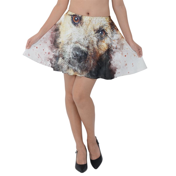 Dog Animal Pet Art Abstract Velvet Skater Skirt