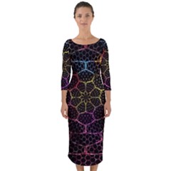 Background Grid Art Abstract Quarter Sleeve Midi Bodycon Dress