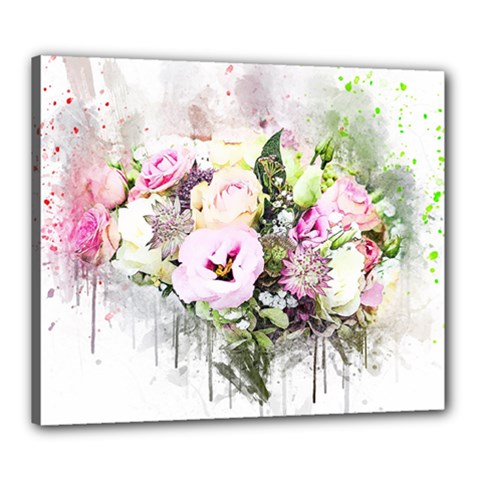 Flowers Bouquet Art Abstract Canvas 24  X 20  by Celenk