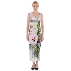 Flowers Bouquet Art Abstract Fitted Maxi Dress by Celenk