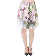 Flowers Bouquet Art Abstract Velvet High Waist Skirt