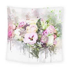 Flowers Bouquet Art Abstract Square Tapestry (large) by Celenk