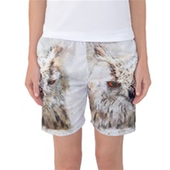 Bird Owl Animal Art Abstract Women s Basketball Shorts by Celenk