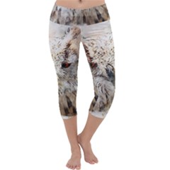 Bird Owl Animal Art Abstract Capri Yoga Leggings by Celenk