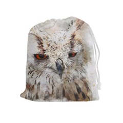 Bird Owl Animal Art Abstract Drawstring Pouches (extra Large) by Celenk