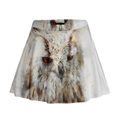 Bird Owl Animal Art Abstract Mini Flare Skirt by Celenk