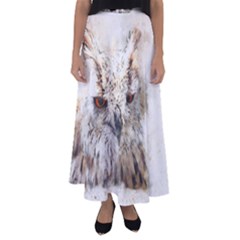 Bird Owl Animal Art Abstract Flared Maxi Skirt by Celenk