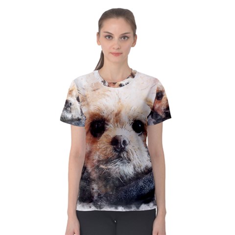 Dog Animal Pet Art Abstract Women s Sport Mesh Tee by Celenk