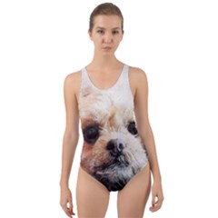 Dog Animal Pet Art Abstract Cut-out Back One Piece Swimsuit