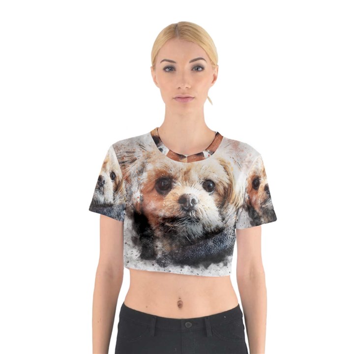 Dog Animal Pet Art Abstract Cotton Crop Top