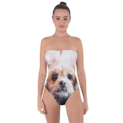 Dog Animal Pet Art Abstract Tie Back One Piece Swimsuit