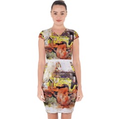 Car Old Car Fart Abstract Capsleeve Drawstring Dress 