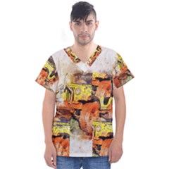 Car Old Car Fart Abstract Men s V-neck Scrub Top