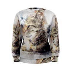 Cat Animal Art Abstract Watercolor Women s Sweatshirt by Celenk