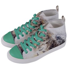 Cat Animal Art Abstract Watercolor Women s Mid-top Canvas Sneakers