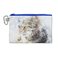 Cat Animal Art Abstract Watercolor Canvas Cosmetic Bag (large)