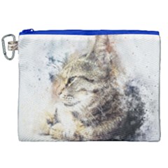 Cat Animal Art Abstract Watercolor Canvas Cosmetic Bag (xxl)