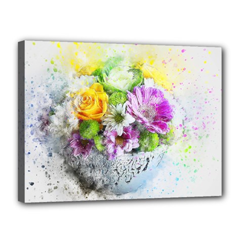 Flowers Vase Art Abstract Nature Canvas 16  X 12  by Celenk