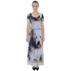 Dog Animal Pet Art Abstract High Waist Short Sleeve Maxi Dress