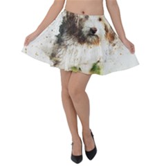 Dog Animal Pet Art Abstract Velvet Skater Skirt by Celenk