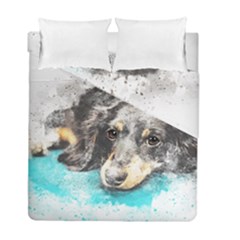 Dog Animal Art Abstract Watercolor Duvet Cover Double Side (full/ Double Size) by Celenk