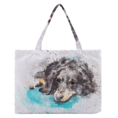 Dog Animal Art Abstract Watercolor Zipper Medium Tote Bag by Celenk