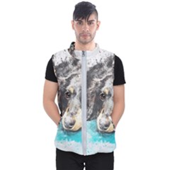 Dog Animal Art Abstract Watercolor Men s Puffer Vest by Celenk