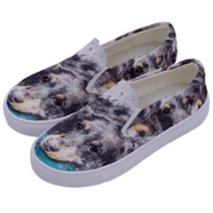 Dog Animal Art Abstract Watercolor Kids  Canvas Slip Ons by Celenk