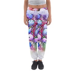 Berries Pink Blue Art Abstract Women s Jogger Sweatpants by Celenk