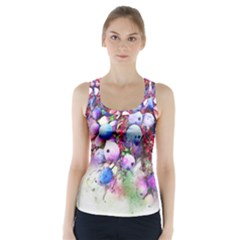 Berries Pink Blue Art Abstract Racer Back Sports Top by Celenk