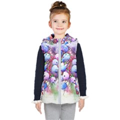 Berries Pink Blue Art Abstract Kid s Puffer Vest by Celenk