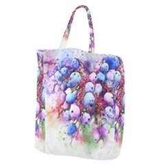 Berries Pink Blue Art Abstract Giant Grocery Zipper Tote