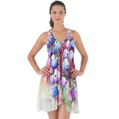 Berries Pink Blue Art Abstract Show Some Back Chiffon Dress