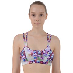 Berries Pink Blue Art Abstract Line Them Up Sports Bra by Celenk