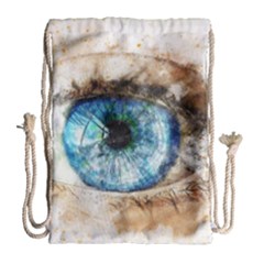 Eye Blue Girl Art Abstract Drawstring Bag (large) by Celenk