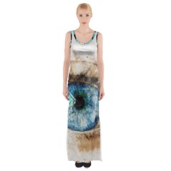 Eye Blue Girl Art Abstract Maxi Thigh Split Dress by Celenk