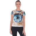 Eye Blue Girl Art Abstract Short Sleeve Sports Top  View1