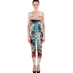 Window Flowers Nature Art Abstract Onepiece Catsuit by Celenk